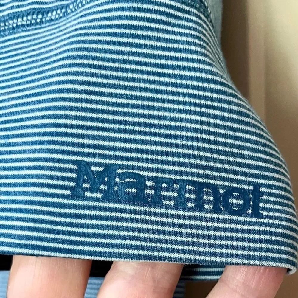 MARMOT Striped Active T-Shirt Blue White Women’s Size Small - Picture 3 of 5